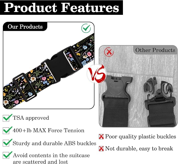 2 Pack Wildflower Luggage Straps - Image 3