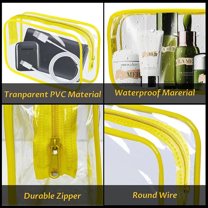 16 Pieces Clear Makeup Bag PVC Zippered Clear Toiletry Carry Pouch Portable - Image 5