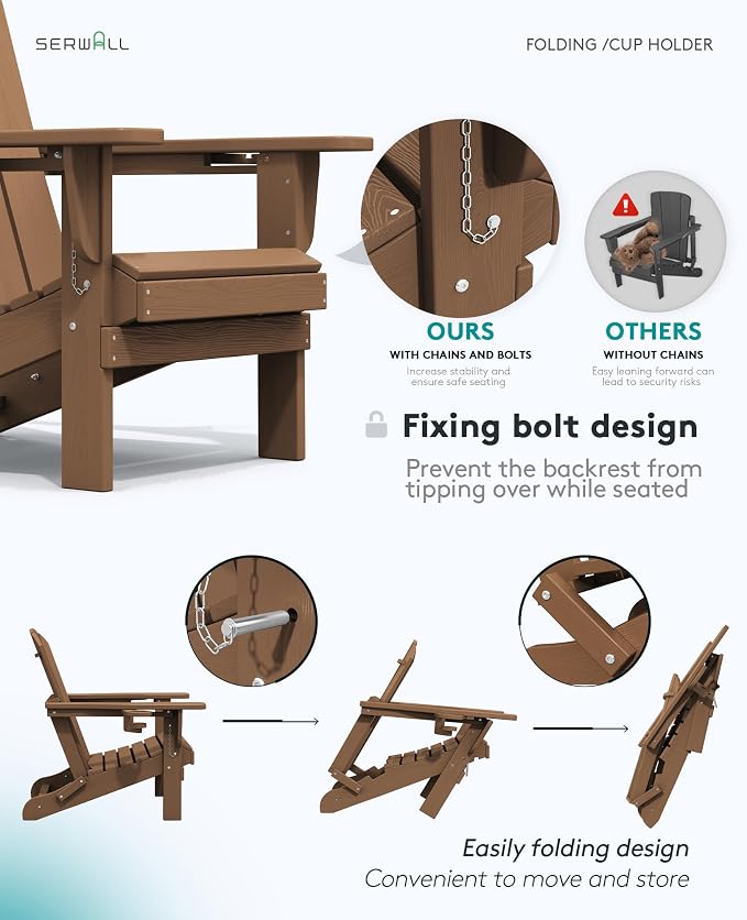 SERWALL Adirondack Chair with Cup Holders - Image 7