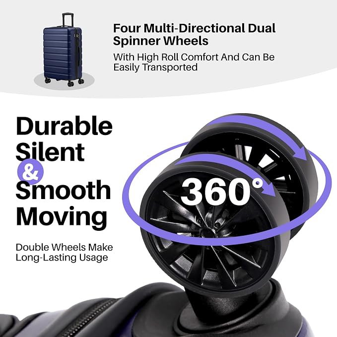 AnyZip Suitcase Hardside PC ABS Lightweight USB Luggage - Image 4
