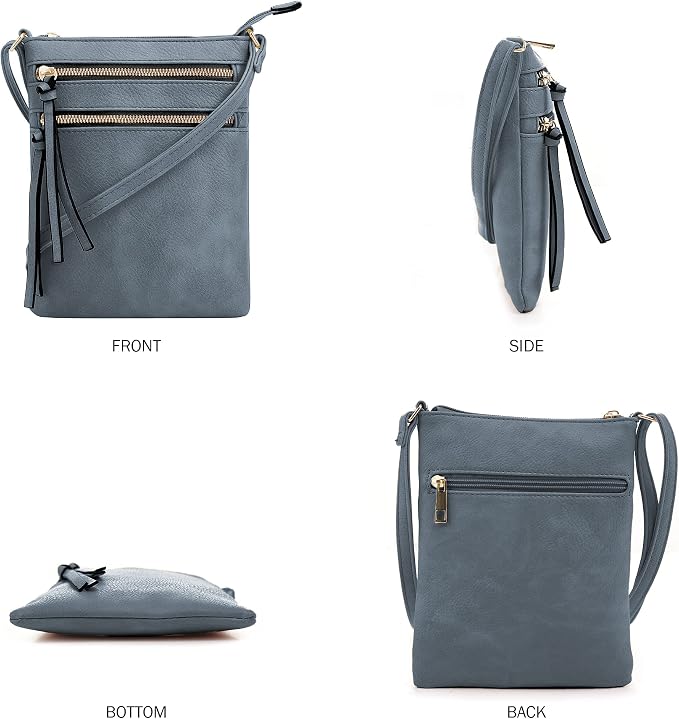 DELUXITY | Crossbody Purse Bag | Functional Multi Pocket Double Zipper Purse | - Image 2
