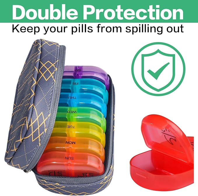 Serfeymi Weekly Travel Pill Organizer 2 Times A Day AM PM Upgraded Rainbow Pill - Image 5