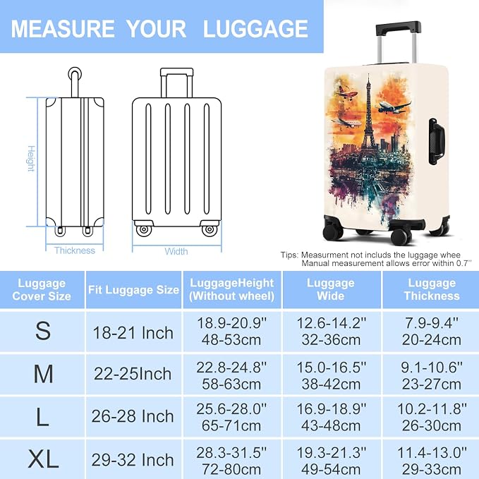 Luggage Cover Washable Suitcase Protector Anti-scratch Suitcase cover Fits - Image 6