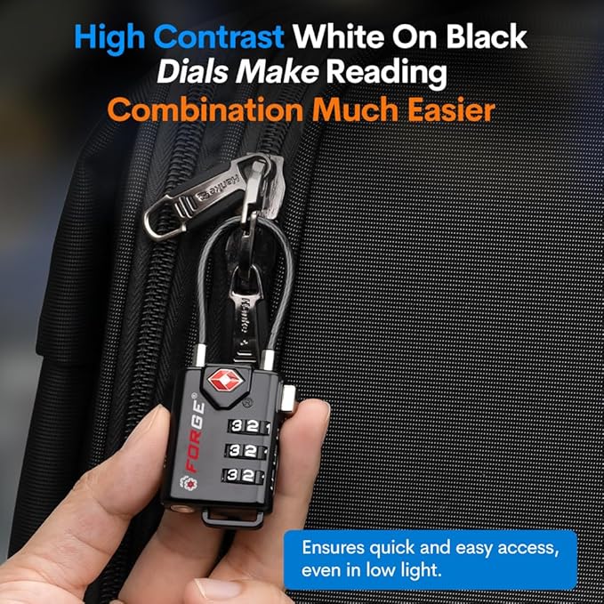 TSA Approved Cable Luggage Locks, Re-settable Combination - Image 5