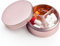 Small Pill Case 3 Compartments, Metal Round Portable Pill Box, Waterproof by LightOnIt