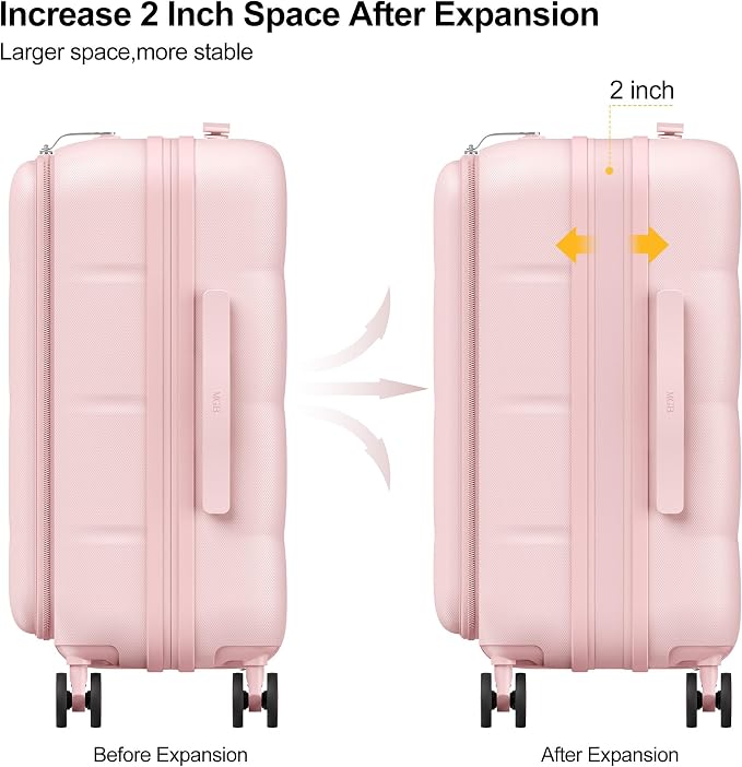 MGB 20 Inch Expandable Carry On Luggage - Image 4