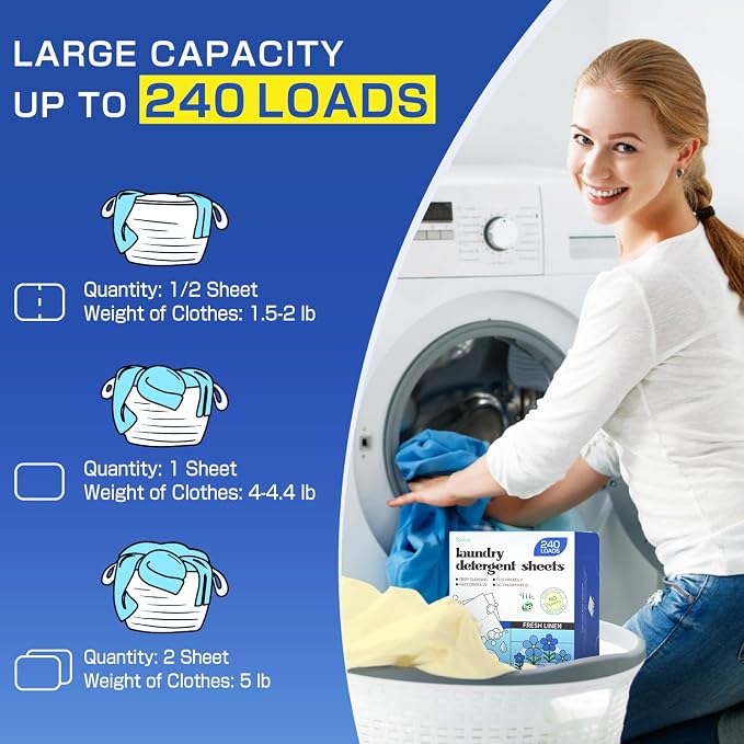 Soulink Laundry Detergent Sheets Fresh Linen Scent 240 Loads，Eco Friendly - Image 3