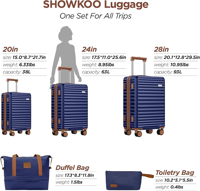 SHOWKOO Luggage Sets 3 Piece Hardside Expandable Suitcase - Image 9