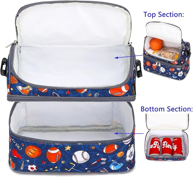 FlowFly Double Decker Cooler Insulated Lunch Bag Large Tote - Image 4