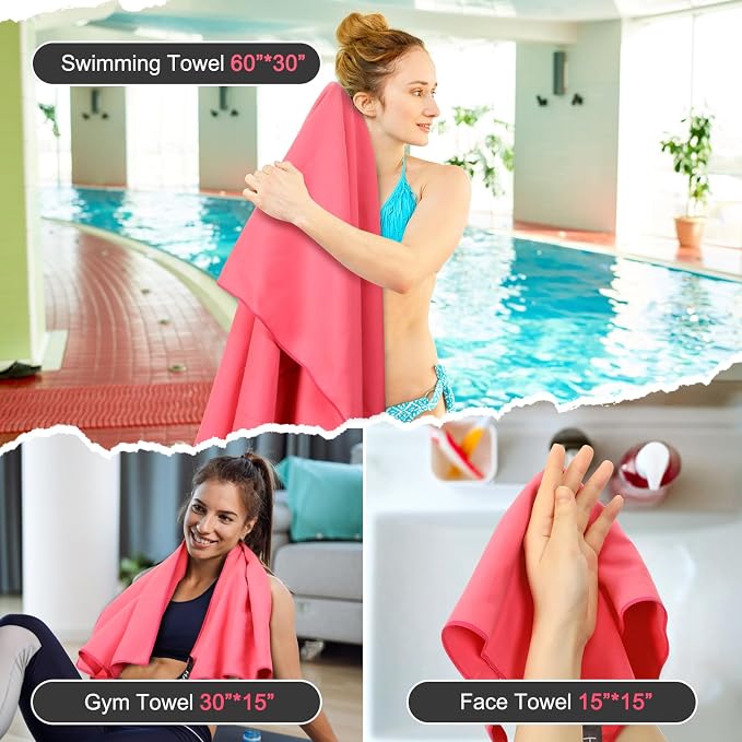 Quick Dry Travel Towel, 3 Sizes 1 Pack Camping Microfiber Towel, Lightweight - Image 5