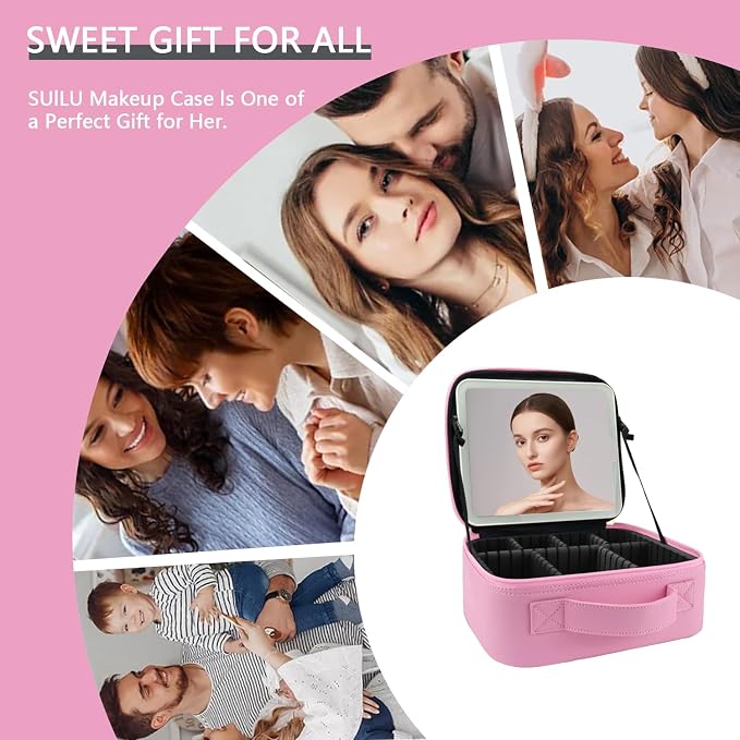 Makeup Bag with Led Mirror, Travel Makeup Organizer with 3 Color Setting - Image 6
