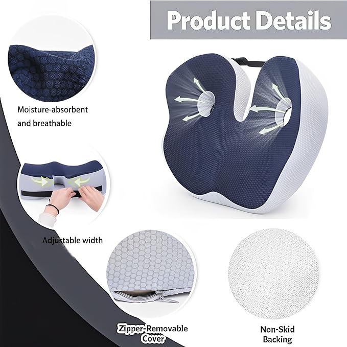 Seat Cushion, Seat Cushion for Sit Bone and Back Pain Relief, Posture Support - Image 2