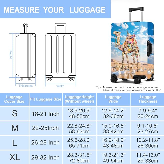 Camel Luggage Cover Washable Suitcase Protector Anti-Scratch, Stretchable Fit - Image 6