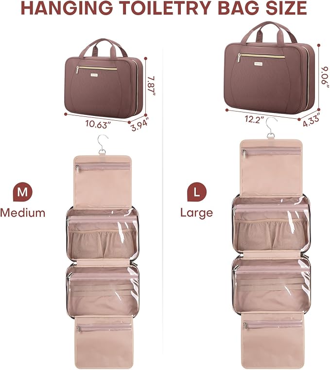 Hanging Toiletry Bag for Women Travel, 2 Sizes Large & Small Waterproof - Image 2