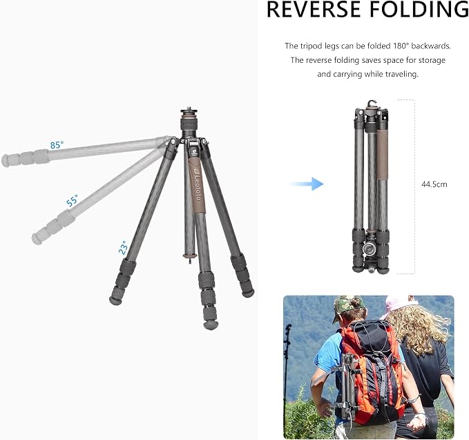 Portable Travel Tripod, Carbon Fiber Camera Tripod - Image 2