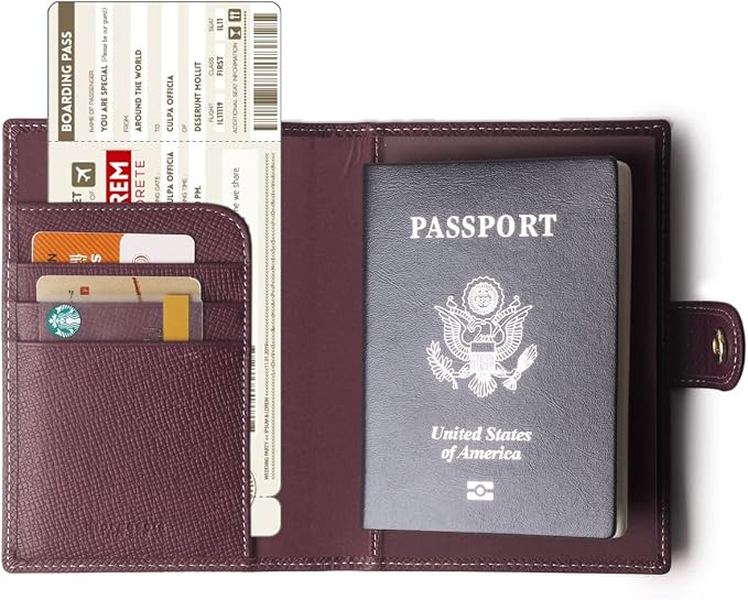 Genuine Leather Passport Case, RFID Passport Cover - Image 3