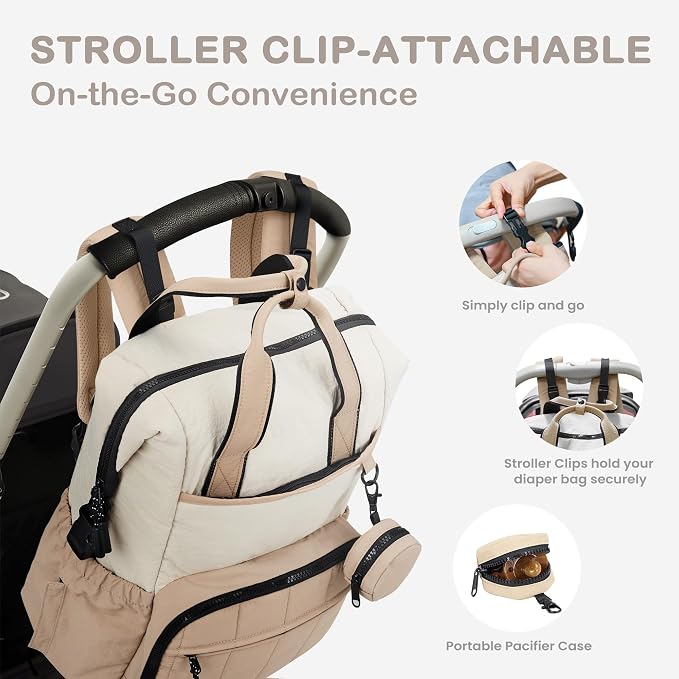 VONAL Diaper Bag Backpack, Lightweight Baby Diaper Bags, Travel Large Diaper Bag - Image 7