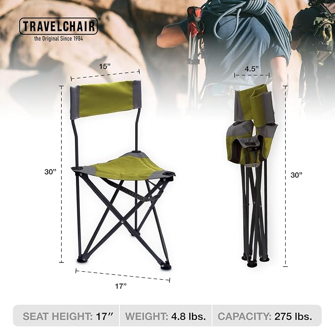 Travel Chair Ultimate Slacker, Quick Folding Tripod Stool - Image 2