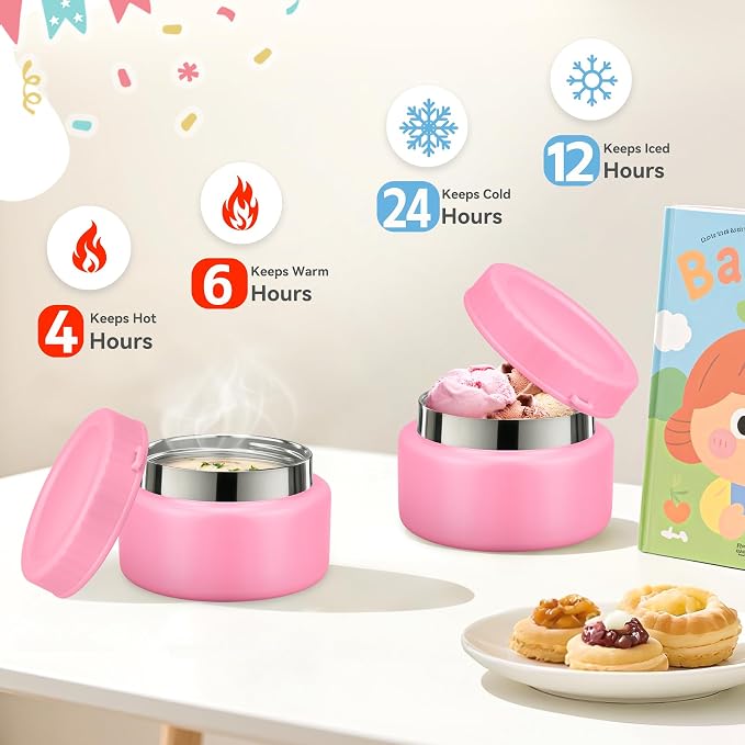 Kids Bento Lunch Box with 8oz Soup Thermo, Kids Leakproof Lunch Food Containers - Image 2