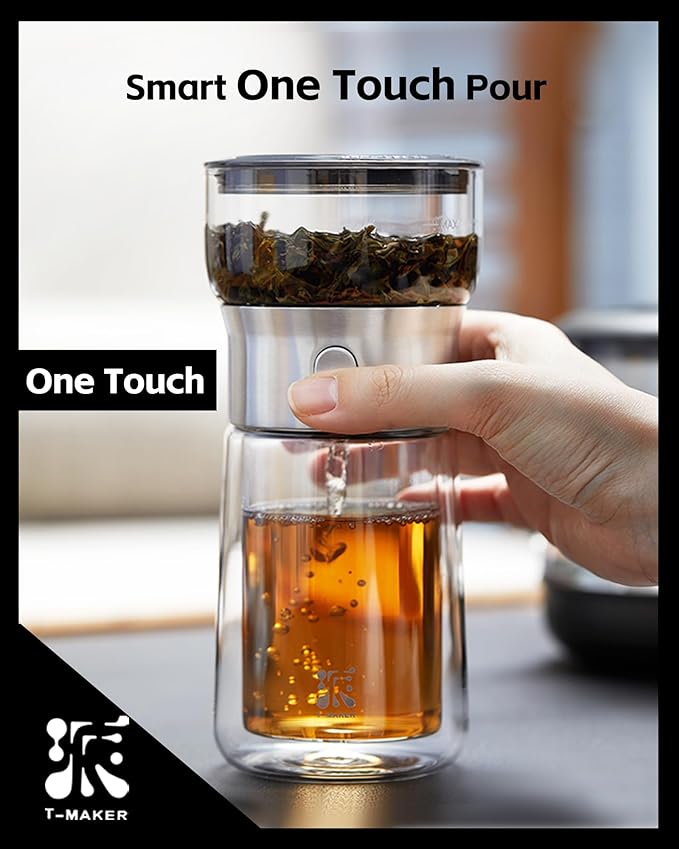 ZENS Modern Glass Tea Infuser Teapot, Smart One Touch Tea Maker - Image 2