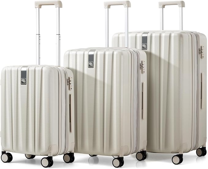 Hanke Expandable Hardshell Luggage Sets 3 piece Carry on Luggage by Hanke