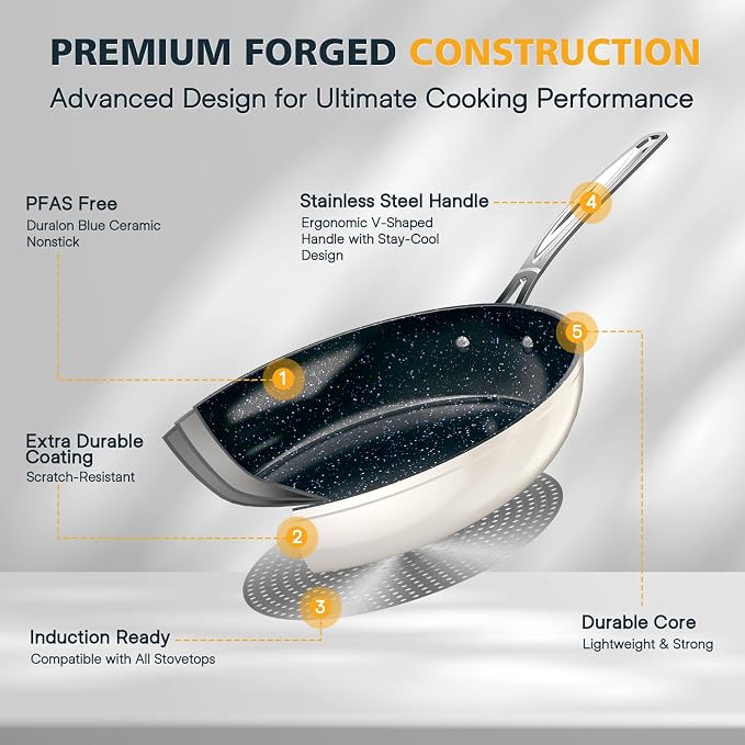 Nuwave 3-Piece 8”, 12” Forged Lightweight Frying Pan Set, G10 Healthy Duralon - Image 6