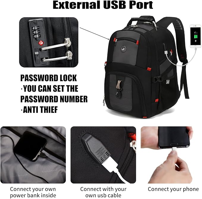 SHRRADOO Extra Large 50L Travel Laptop Backpack - Image 2