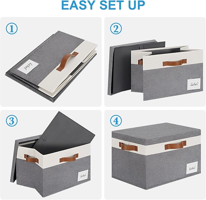 Large Storage Bins with Lids, Foldable Fabric Storage Baskets with Lids - Image 5
