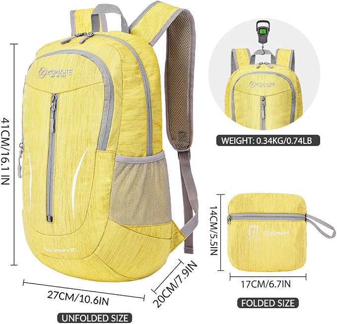 ZOMAKE 25L Ultra Lightweight Packable Backpack, Foldable Hiking Backpacks Water - Image 2
