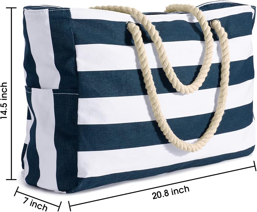 Becokan Beach Bags for Women Large Waterproof Beach Tote Bag Zipper Beach Bags - Image 4