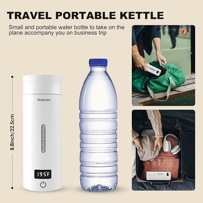 Sekaer Portable Electric Tea Kettle Travel Small Mini Coffee Kettle, - Image 4