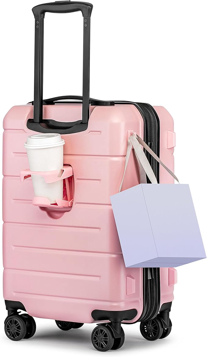 KYME Pink Hardside Expandable Carry On Luggage 22x14x9 Airline Approved 20 Inch by KYME