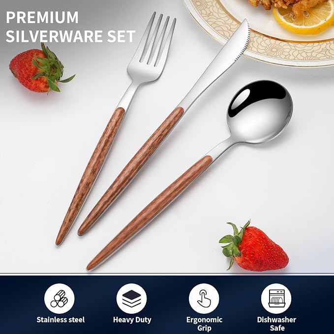 16 PCS Silverware Set for 4, Stainless Steel Flatware Cutlery Eating Utensils - Image 3
