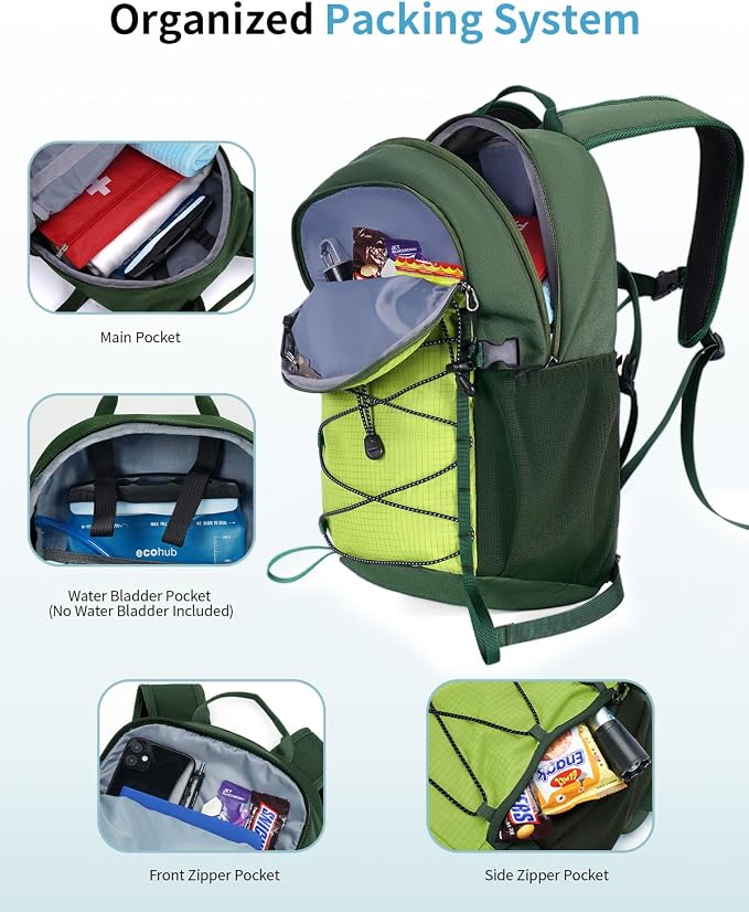 ECOHUB Small Hiking Backpack for Men Women, 20L Lightweight Travel Backpacks - Image 3