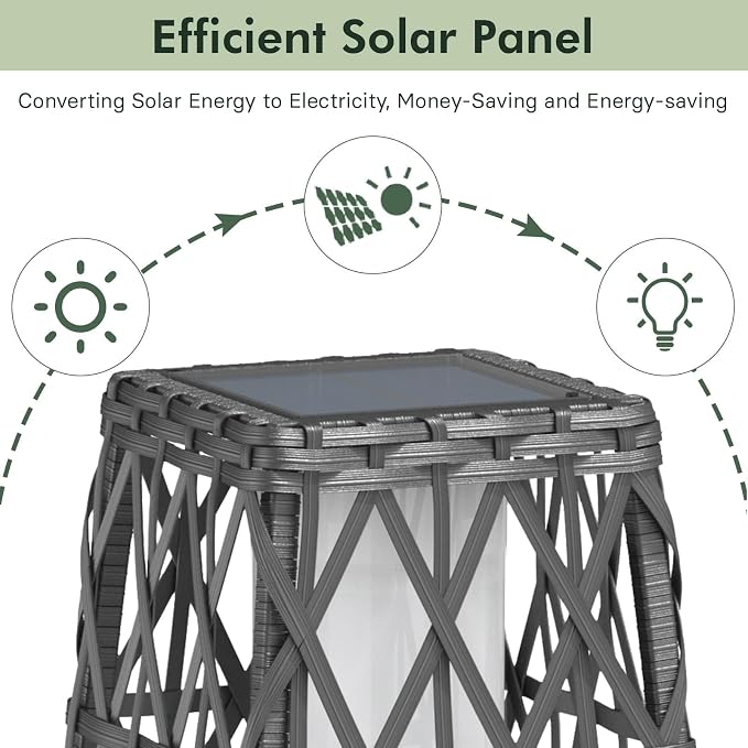 Grand patio 2-Piece Outdoor Solar-Powered Woven Wicker Lantern Floor Lamp - Image 5