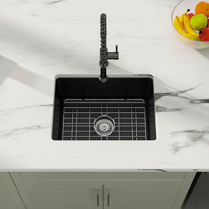 Dcolora 22 Inch Quartz Composite Bar Sink Black Undermount Small Granite - Image 2