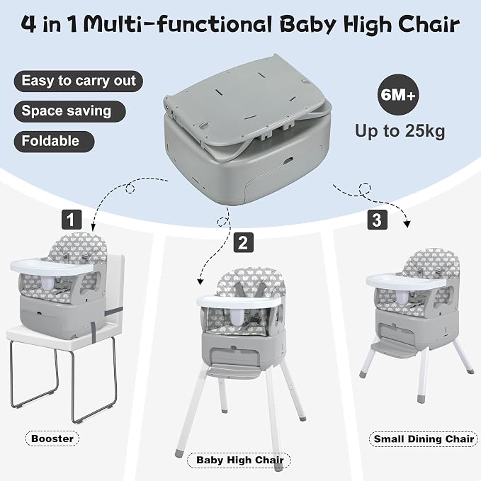 4 in 1 Portable Baby Highchair Convertible Highchair - Image 2