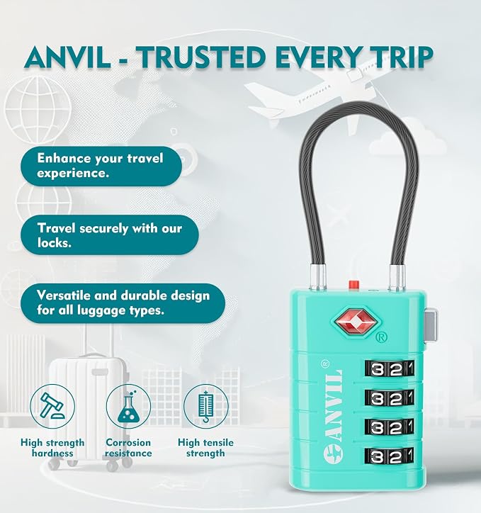ANVIL 4 Digit Luggage Locks, TSA Locks - Image 4