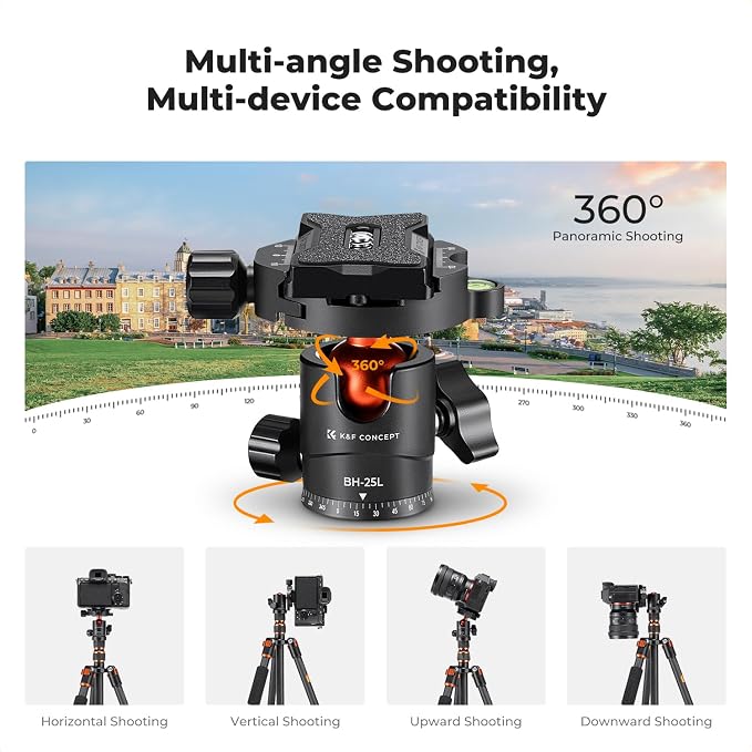 K&F Concept 60 inch Carbon Fiber Camera Tripod, Super Lightweight Compact - Image 6