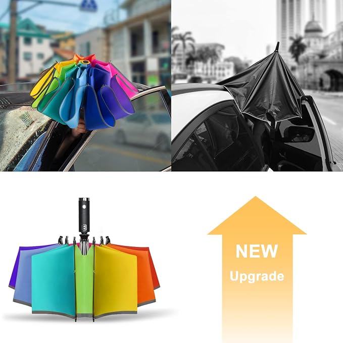 Lejorain Inverted Rainbow LED Umbrella - Image 4