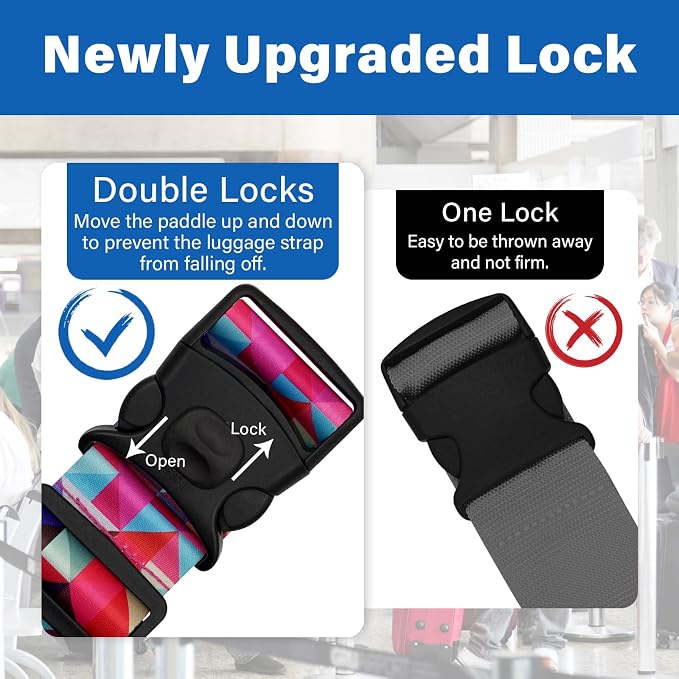 2 Pack Luggage Straps for Suitcases, Adjustable Travel Belt - Image 2
