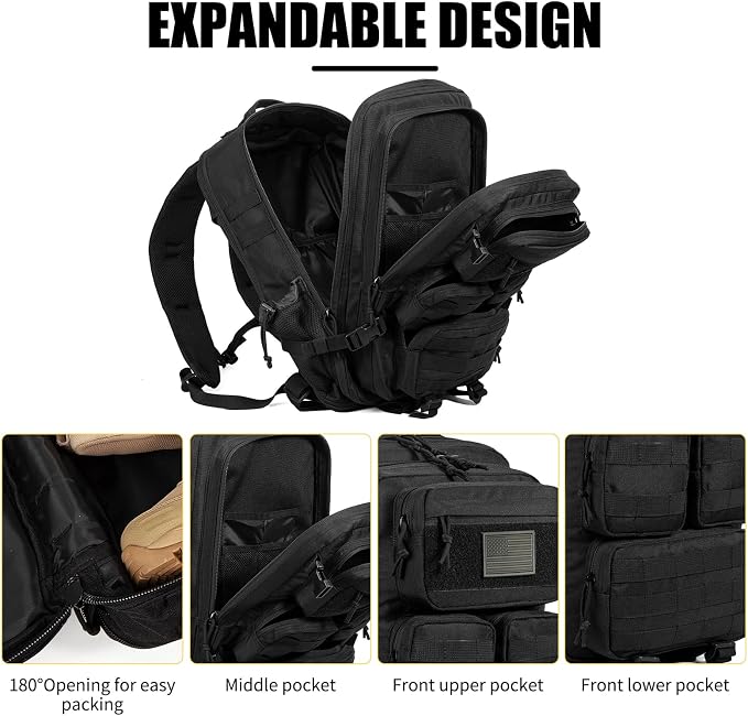 Tactical Backpack for Men, 40/50L Expandable Military Backpack, Waterproof - Image 3