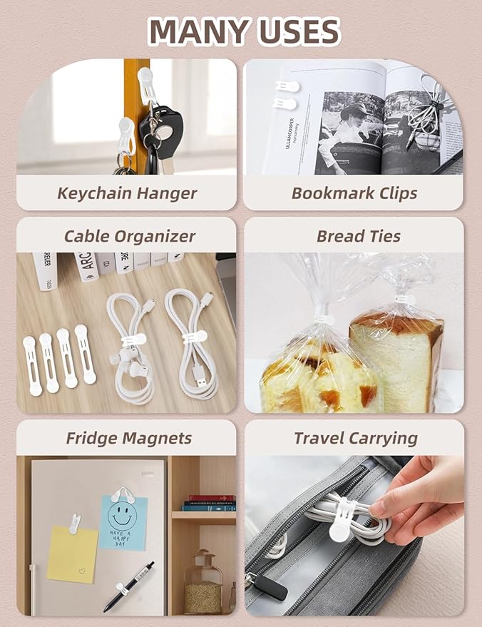 Magnetic Cord Ties Organizers, Kanemc Silicone Cable Tie Cord Wrap Reusable - Image 6