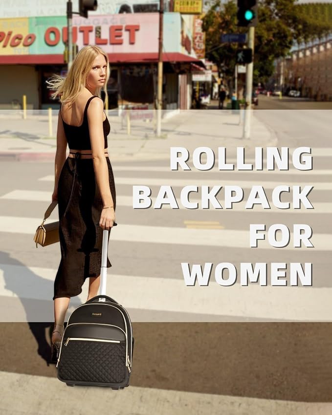 Small Rolling Backpack for Women, Lightweight Travel Backpack - Image 2