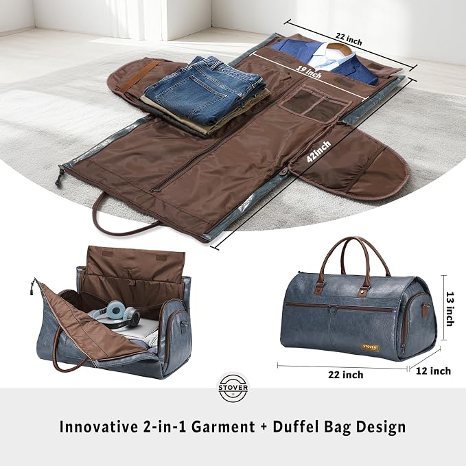STOVER Garment Travel Duffle Bag, Large 2-in-1 Convertible Carry-on Luggage - Image 2