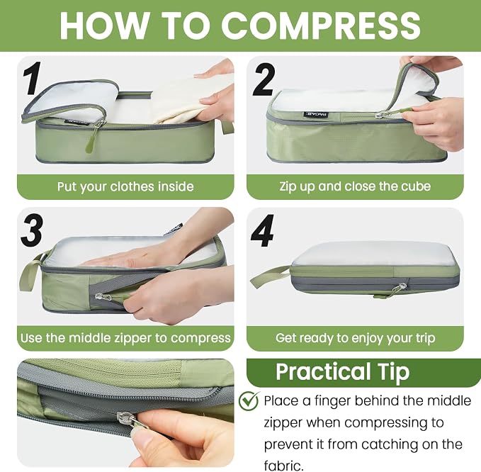 BAGAIL 6 Set Ultralight Compression Packing Cubes Packing Organizer - Image 4