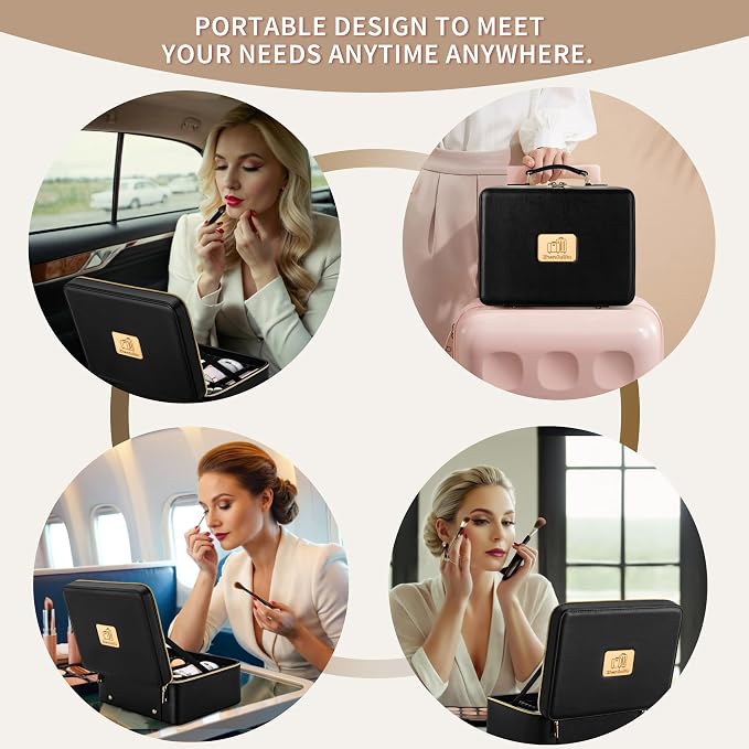 Makeup Bag with LED Mirror & Magnifier, Large Cosmetic Organizer Travel Makeup - Image 6