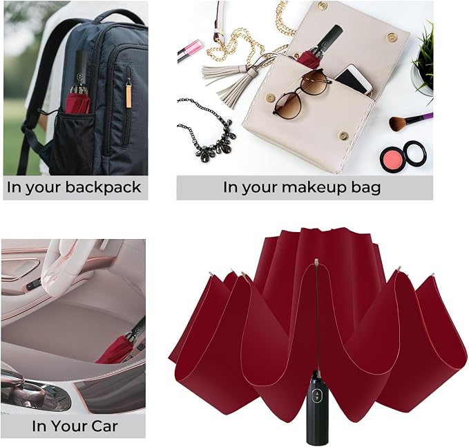 LLanxiry Compact Travel Umbrella, Mini Windproof Umbrellas - Image 7