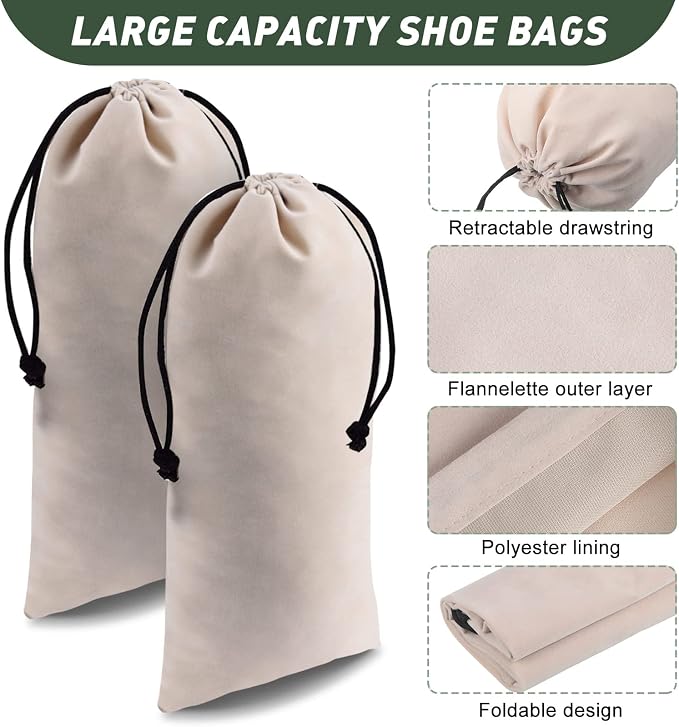 12 Pcs Shoe Dust Bags Beige Duster Flannel Single Shoe Pouch - Image 3