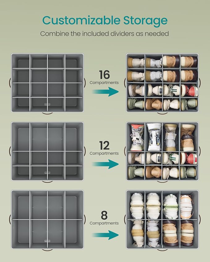 SONGMICS Shoe Organizers for Closet, Pack 2 Shoe Storage Bins, Fits 32 Pairs - Image 4